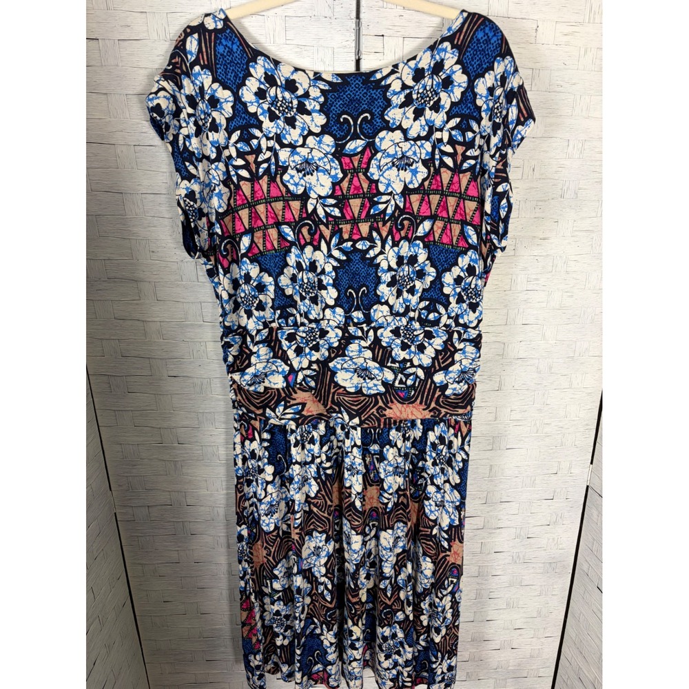 Meadow Rue Anthropologie Dress Mixed Floral Geometric V-Neck travel, tropical - Picture 2 of 11